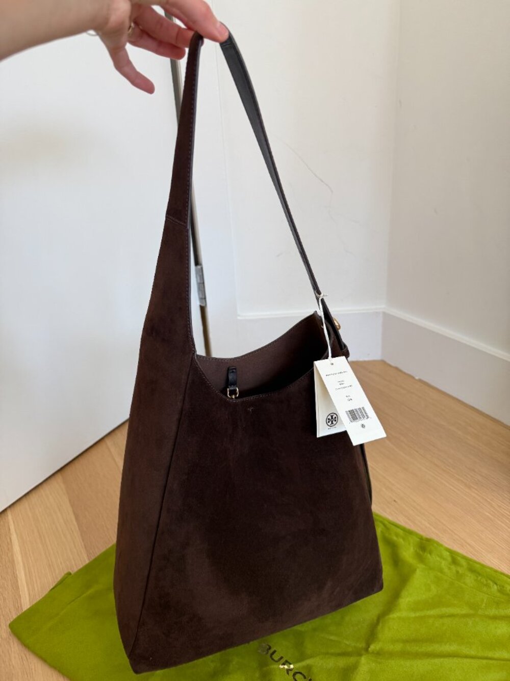 Tory Burch Romy Suede Hobo Bag Dark Cocoa NWT - Picture 2 of 8